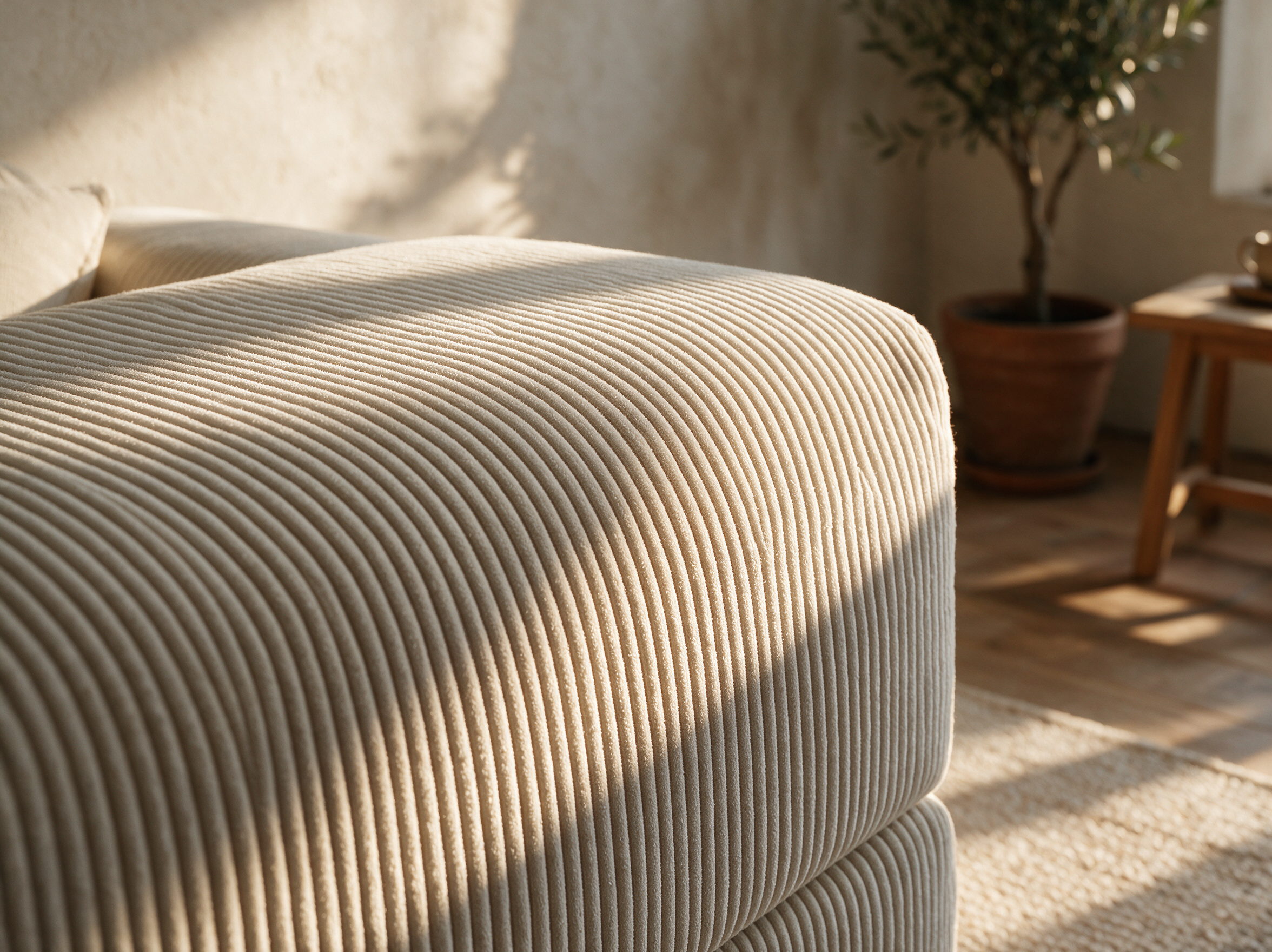 La Sieste — texture velours crème en gros plan